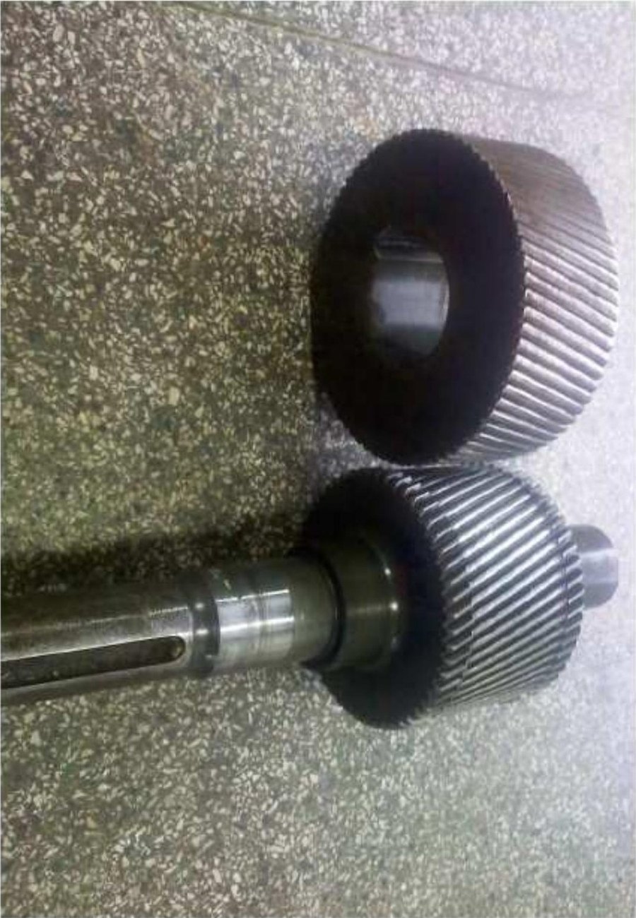Helical pinion machined on shaft with its mating gear