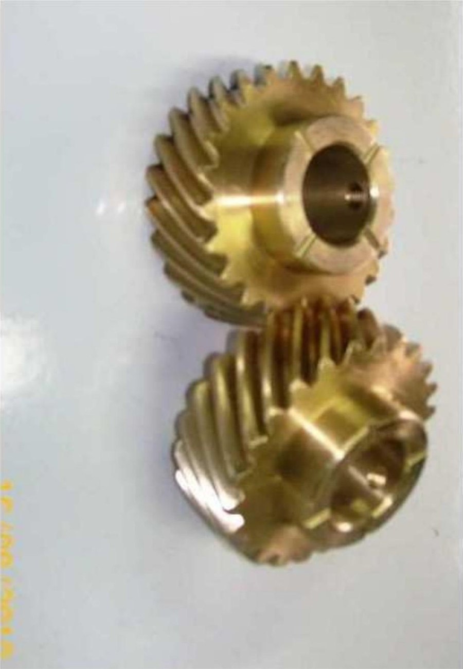 Pair of custom-made bronze helical gears